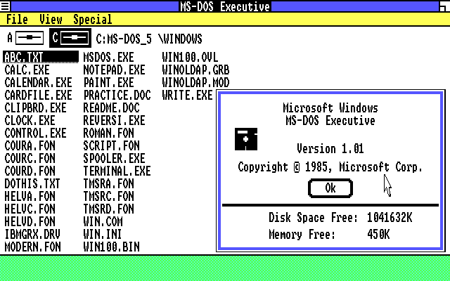 Windows 1.0 版本信息